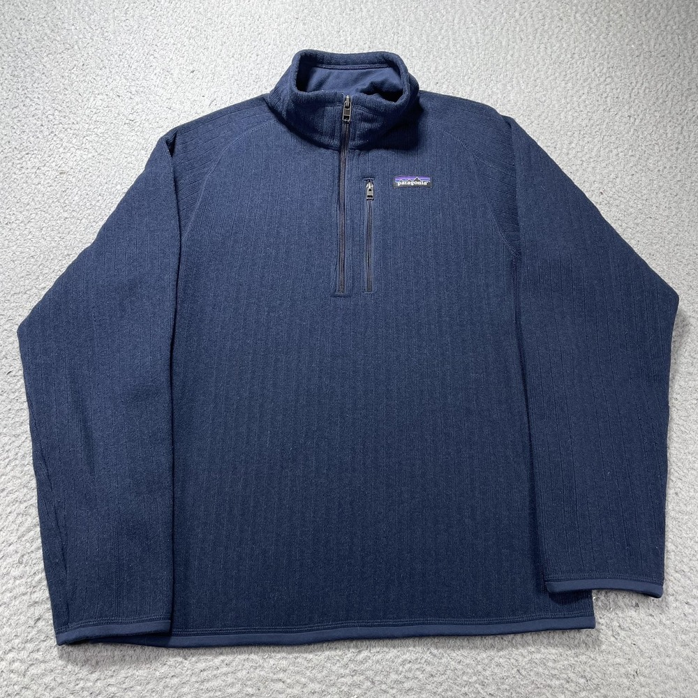 Patagonia Worn Wear Pullover Mens Small Blue 1/4 Zip Fleece Mock Neck Hiking